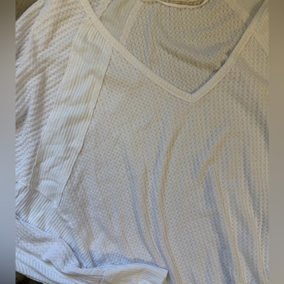 We The Free White Knit V Neck Long Sleeve Top - Picture 5 of 5